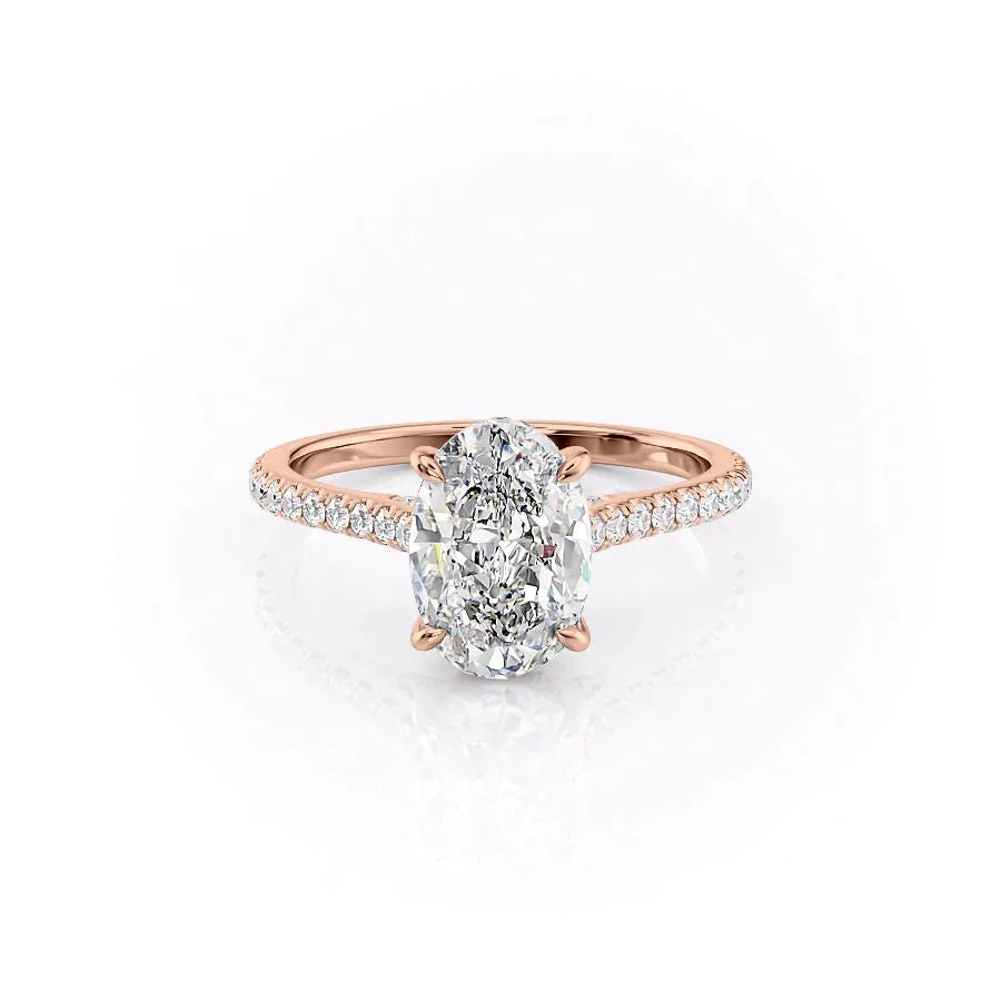 The Pave Natalie Set With A 2.5 Carat Oval Lab Diamond