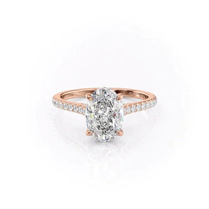 The Pave Natalie Set With A 3 Carat Oval Moissanite