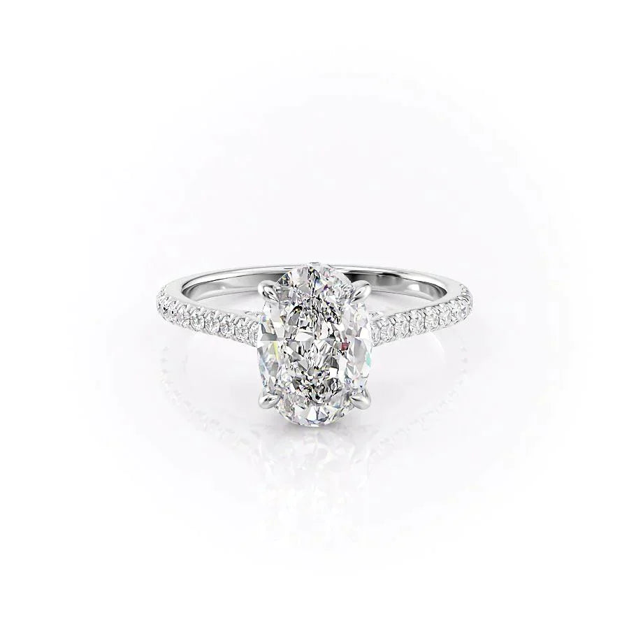 The Pave Natalie Set With A 4 Carat Oval Moissanite