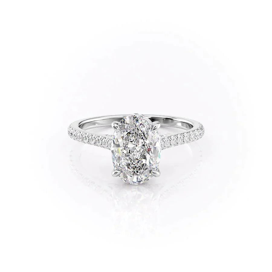The Pave Natalie Set With A 2 Carat Oval Lab Diamond