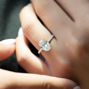 The Pave Natalie Set With A 3 Carat Oval Lab Diamond