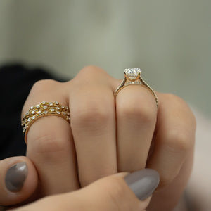 The Pave Natalie Set With A 1 Carat Oval Lab Diamond