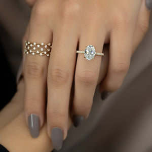 The Pave Natalie Set With A 1 Carat Oval Lab Diamond
