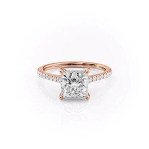 The Pave Natalie Set With A 3 Carat Princess Lab Diamond