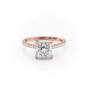 The Pave Natalie Set With A 3 Carat Princess Moissanite