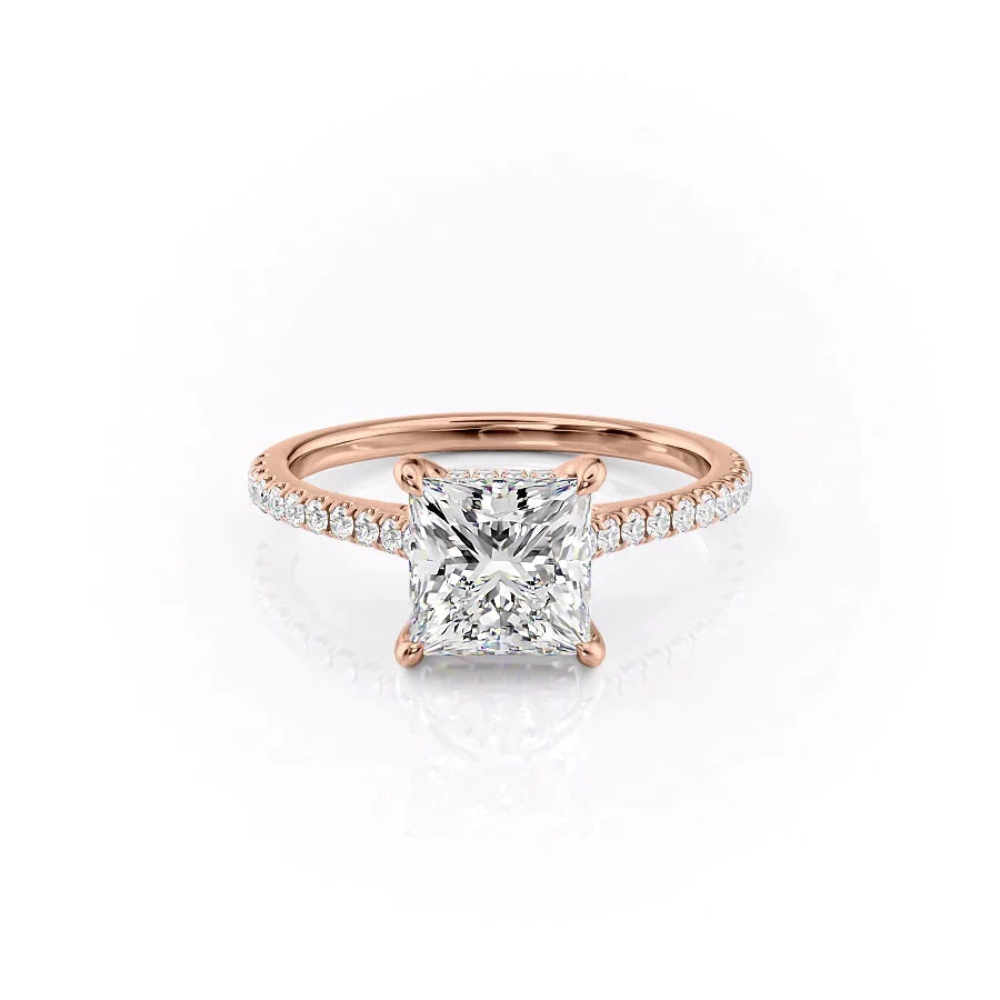 The Pave Natalie Set With A 1 Carat Princess Lab Diamond