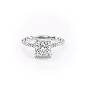 The Pave Natalie Set With A 2.5 Carat Princess Lab Diamond