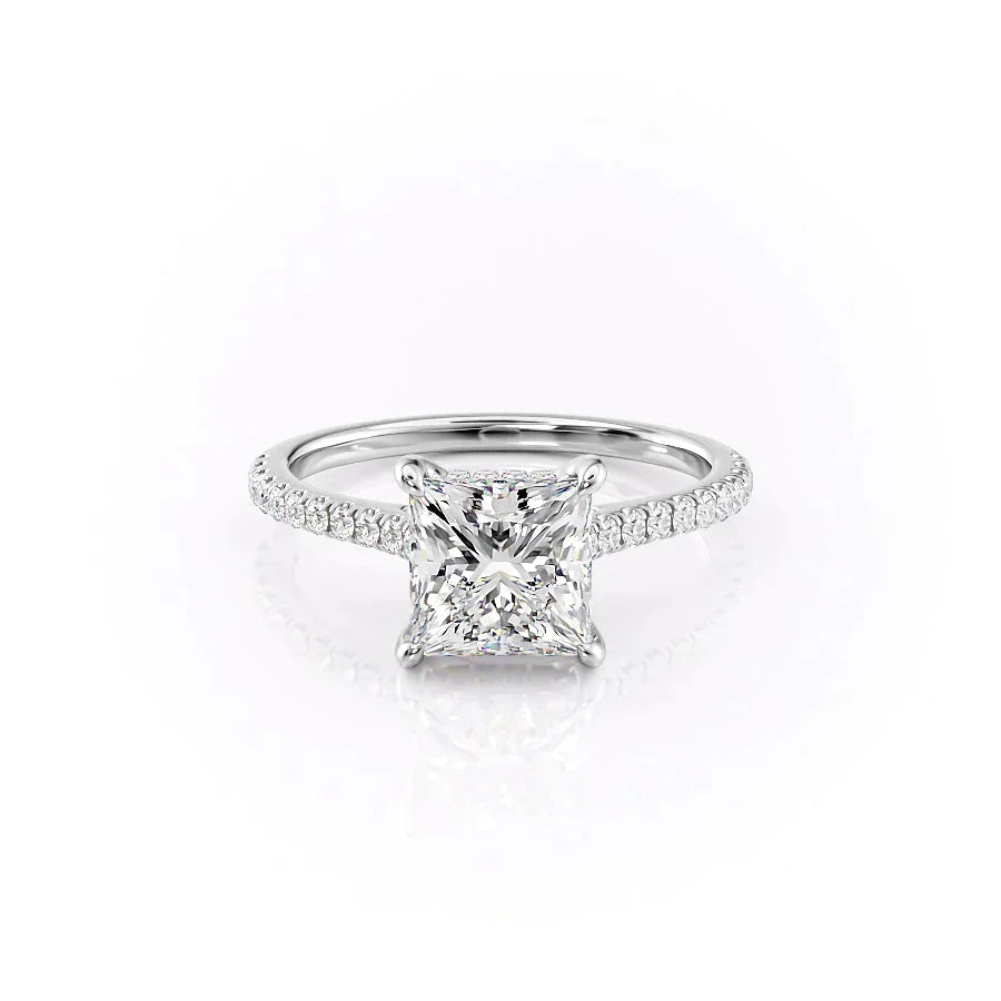 The Pave Natalie Set With A 1.5 Carat Princess Lab Diamond