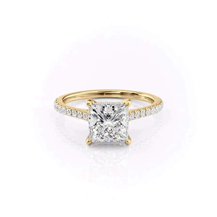The Pave Natalie Set With A 1 Carat Princess Lab Diamond
