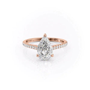 The Pave Natalie Set With A 3 Carat Pear Lab Diamond