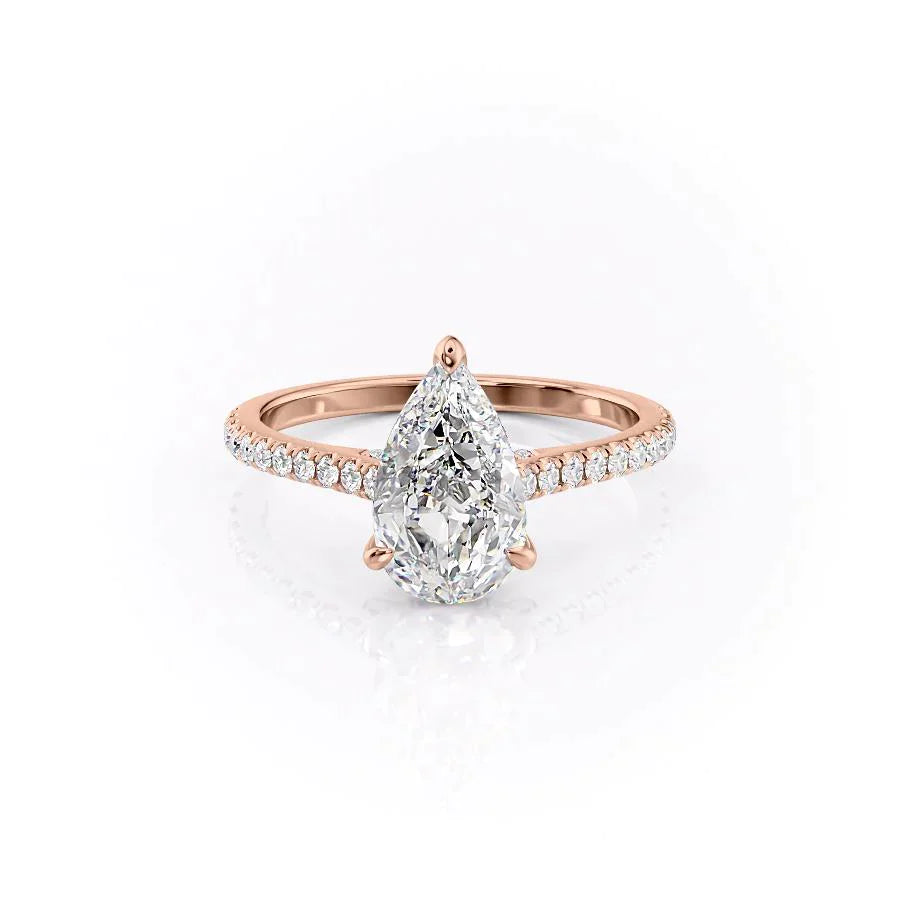 The Pave Natalie Set With A 2.5 Carat Pear Lab Diamond