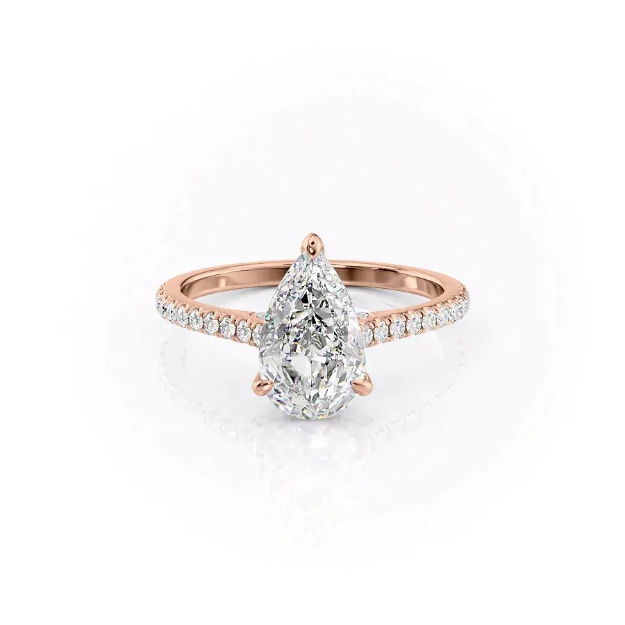 The Pave Natalie Set With A 2 Carat Pear Moissanite