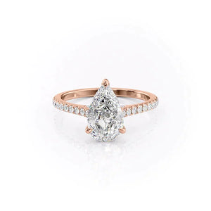 The Pave Natalie Set With A 2 Carat Pear Moissanite