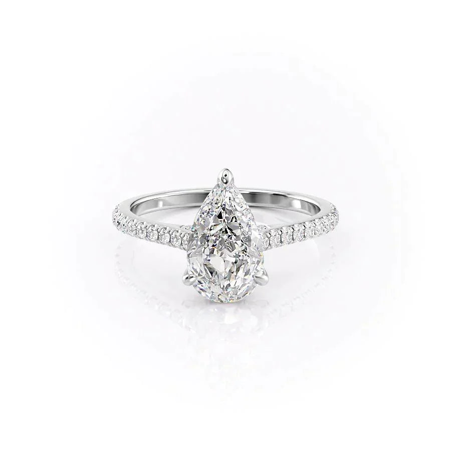 The Pave Natalie Set With A 5 Carat Pear Moissanite