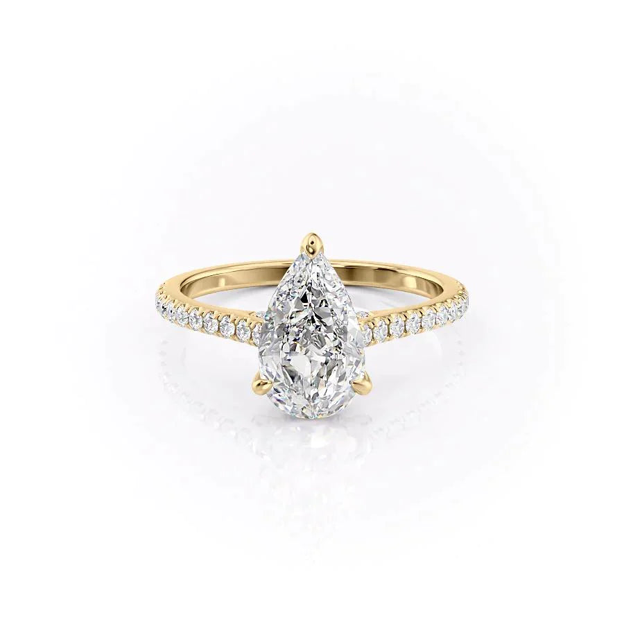 The Pave Natalie Set With A 2 Carat Pear Lab Diamond