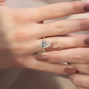 The Pave Natalie Set With A Pear Lab Diamond