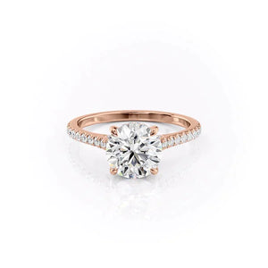 The Pave Natalie Set With A 2.5 Carat Round Lab Diamond