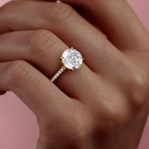 The Pave Natalie Set With A 1.5 Carat Round Lab Diamond