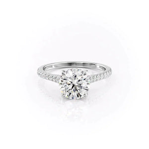 The Pave Natalie Set With A 3 Carat Round Lab Diamond