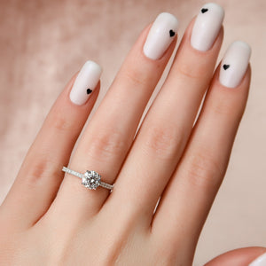 The Pave Natalie Set With A 3 Carat Round Lab Diamond