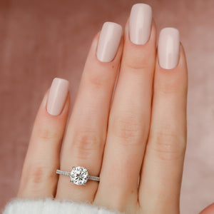 The Pave Natalie Set With A 3 Carat Round Lab Diamond