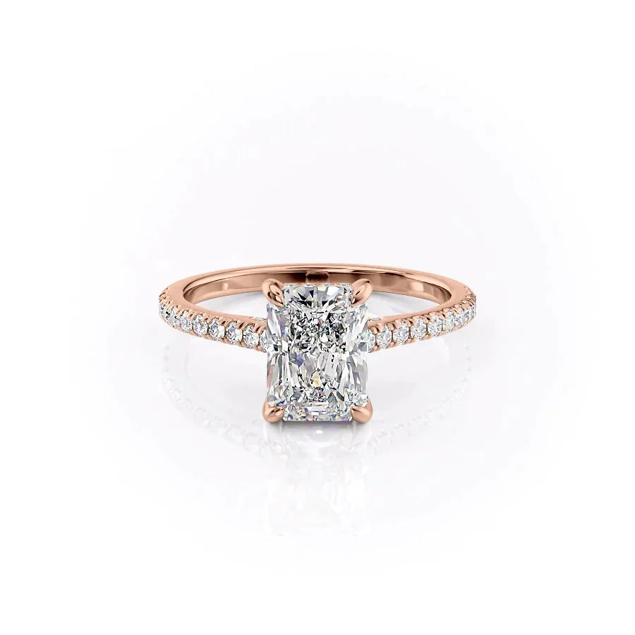 The Pave Natalie Set With A 2.5 Carat Radiant Lab Diamond