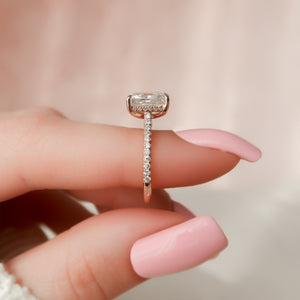 The Pave Natalie Set With A 1.5 Carat Radiant Lab Diamond