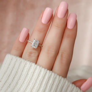 The Pave Natalie Set With A 1.5 Carat Radiant Lab Diamond