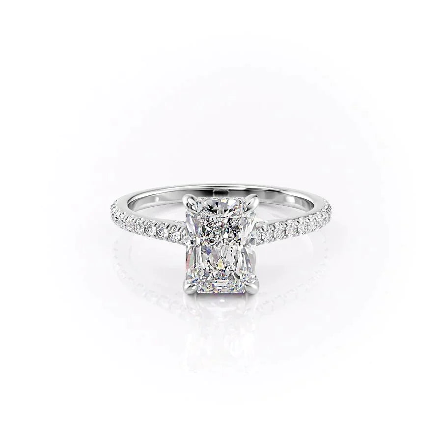 The Pave Natalie Set With A 2.5 Carat Radiant Lab Diamond
