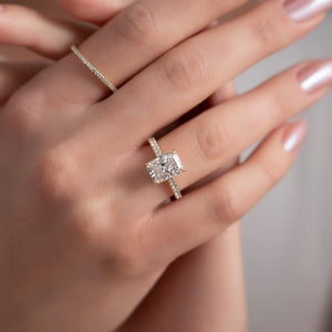 The Pave Natalie Set With A 3 Carat Radiant Lab Diamond
