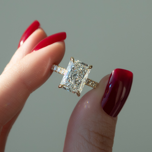 The Pave Natalie Set With A 3 Carat Radiant Lab Diamond