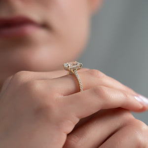The Pave Natalie Set With A 3 Carat Radiant Lab Diamond
