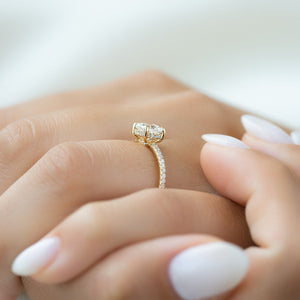The Low Profile Kamellie Set With A 3 Carat Cushion Moissanite