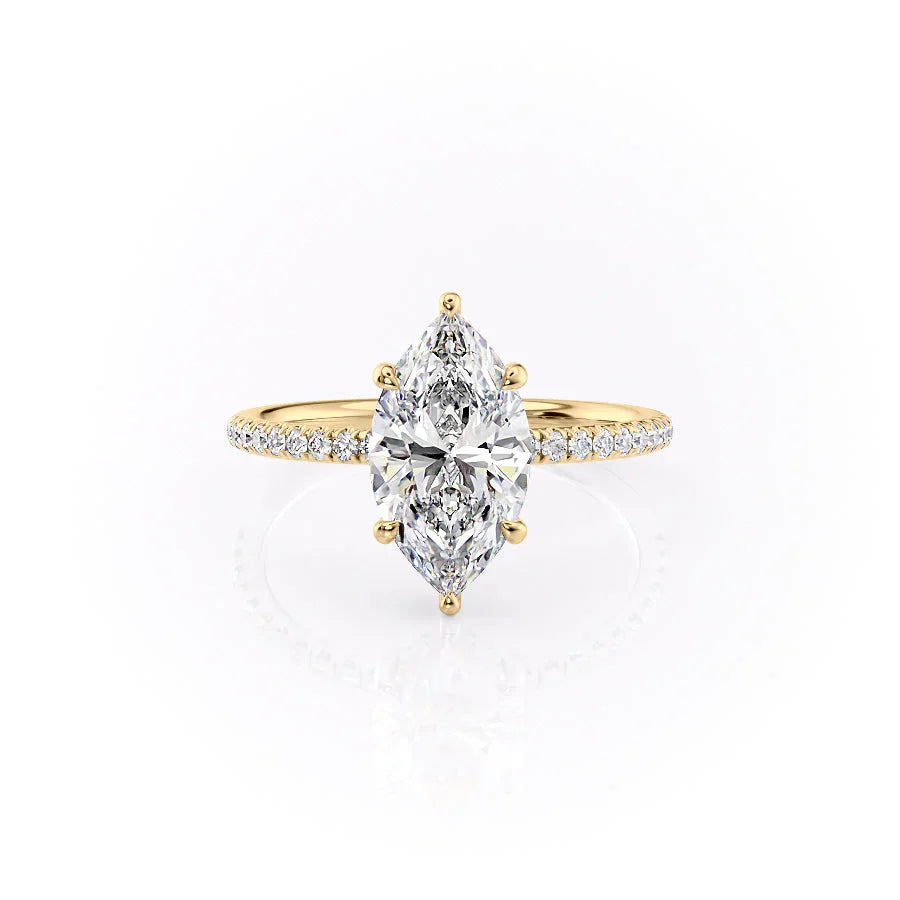 The Low Profile Kamellie Set With A 5 Carat Marquise Moissanite