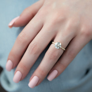 The Low Profile Kamellie Set With A 2 Carat Round Moissanite