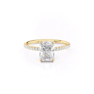 The Low Profile Kamellie Set With A 3 Carat Radiant Moissanite
