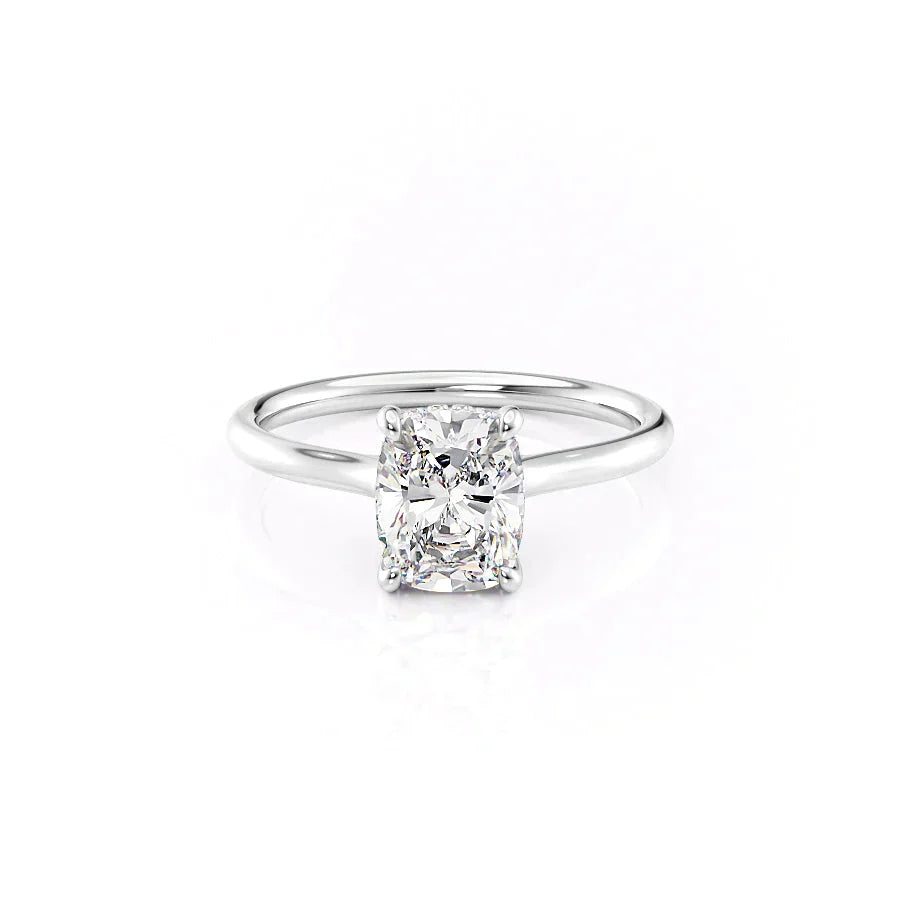 The Ellie Set With A 5 Carat Elongated Cushion Moissanite