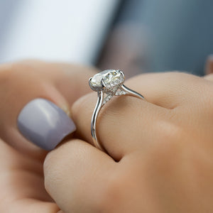 The Ellie Set With A 2.5 Carat Elongated Cushion Lab Diamond
