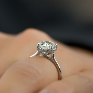 The Ellie Set With A 2.5 Carat Elongated Cushion Lab Diamond