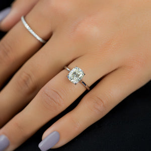 The Ellie Set With A 2.5 Carat Elongated Cushion Lab Diamond