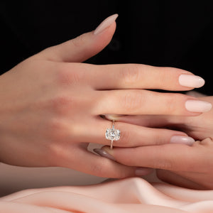 The Alex Set With A 3 Carat Elongated Cushion Moissanite