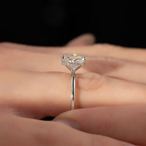 The Alex Set With A 3 Carat Elongated Cushion Moissanite
