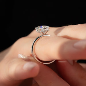 The Alex Set With A 3 Carat Elongated Cushion Moissanite