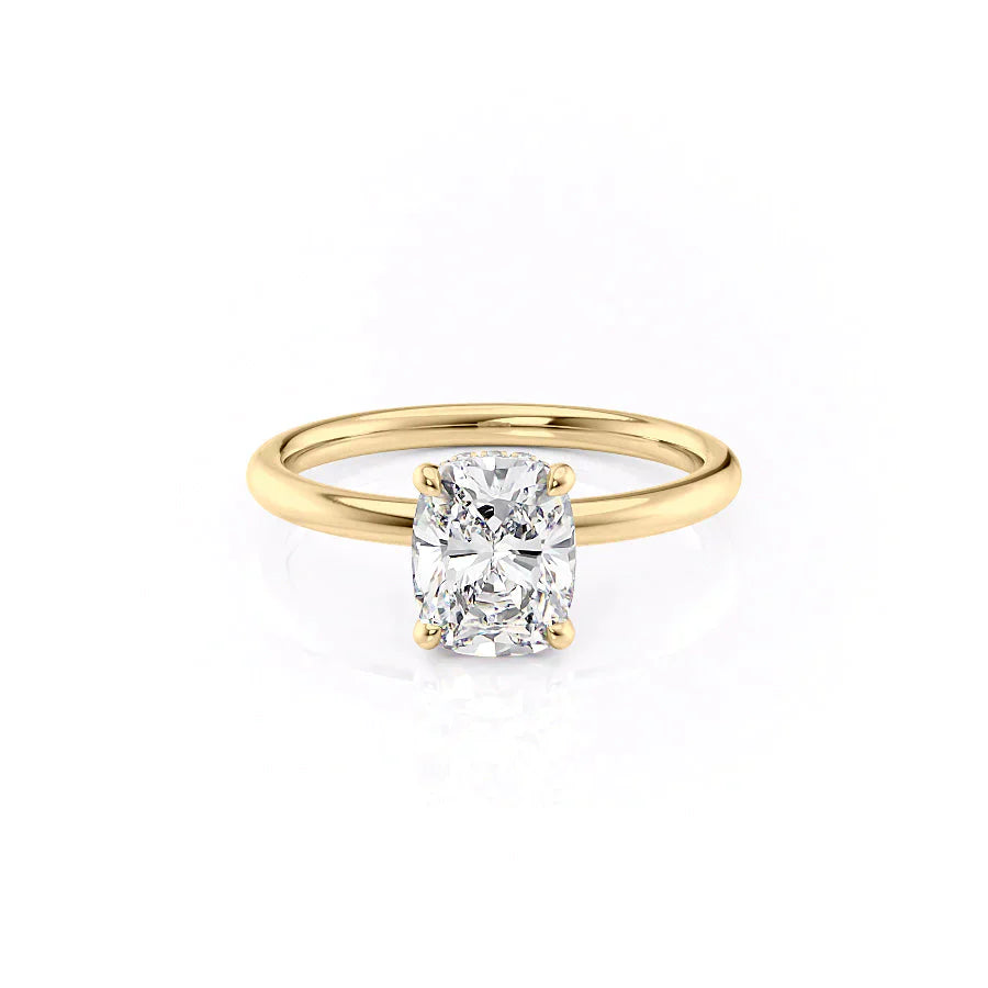 The Alex Set With A 4 Carat Elongated Cushion Moissanite