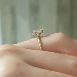 The Alex Set With A 3 Carat Elongated Cushion Moissanite