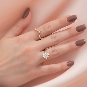 The Alex Set With A 3 Carat Elongated Cushion Moissanite