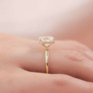 The Alex Set With A 3 Carat Elongated Cushion Moissanite