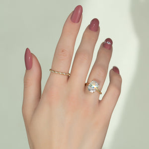 The Alex Set With A 3 Carat Elongated Cushion Moissanite