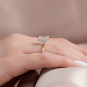 The Alex Set With A 3 Carat Elongated Cushion Moissanite