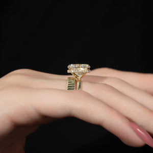 The Alex Set With A 3 Carat Elongated Cushion Moissanite